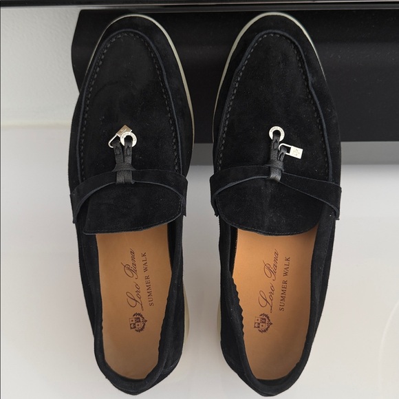 Loro Piana Black Suede Summer Charms Women’s Walk Loafer - Picture 3 of 13